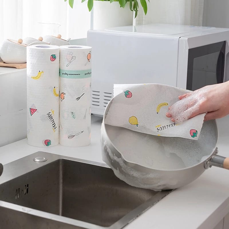 (Pack of 2) Washable Lazy Rag Kitchen Towel Wet And Dry Household Chores Degreasing