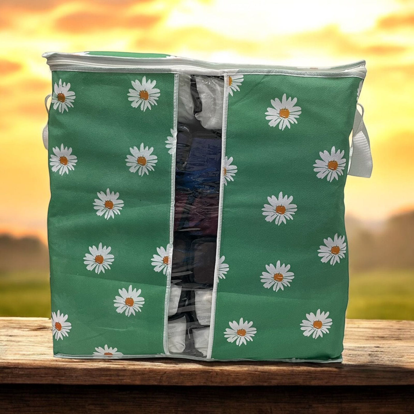(Pack of 4) Printed Clothing Storage Organizer Bags For Traveling Home and Outdoor Use