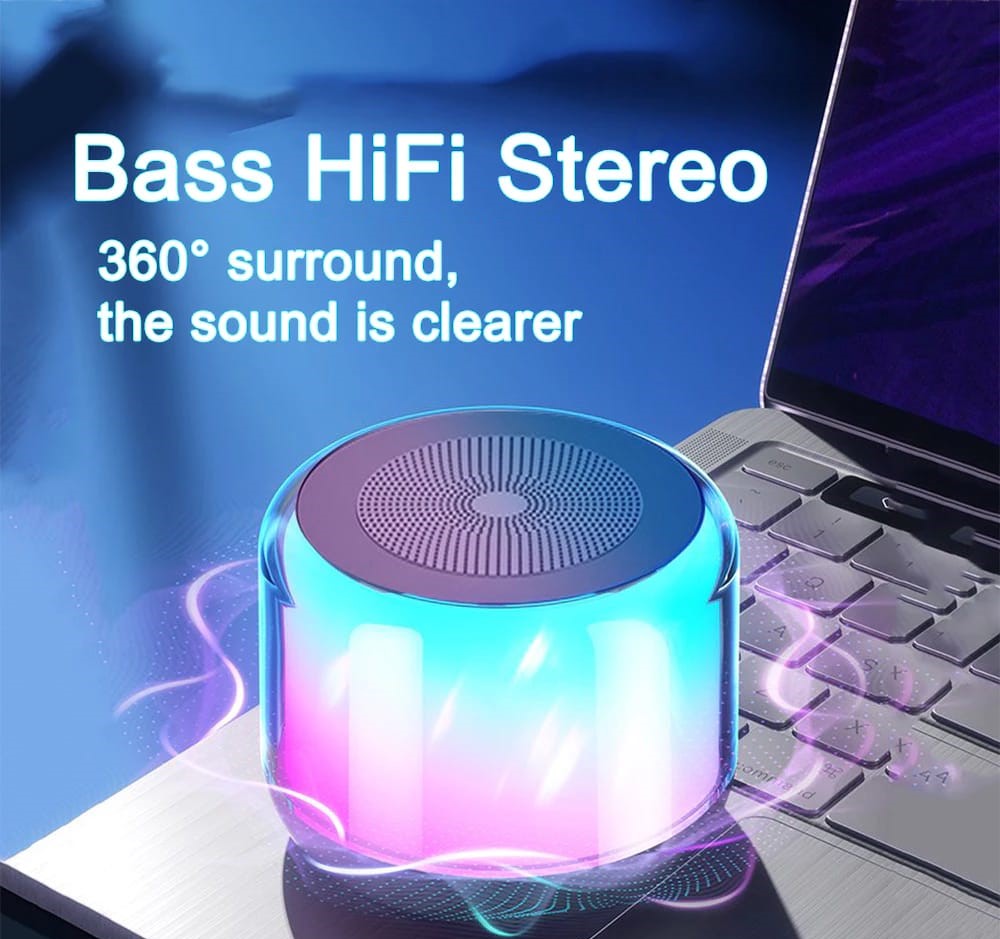 Mini Rechargeable Wireless Portable Bass Boosted Tabletop Stereo Speaker with Dual Pairing RGB Lights with Box For Home and Outdoor Use