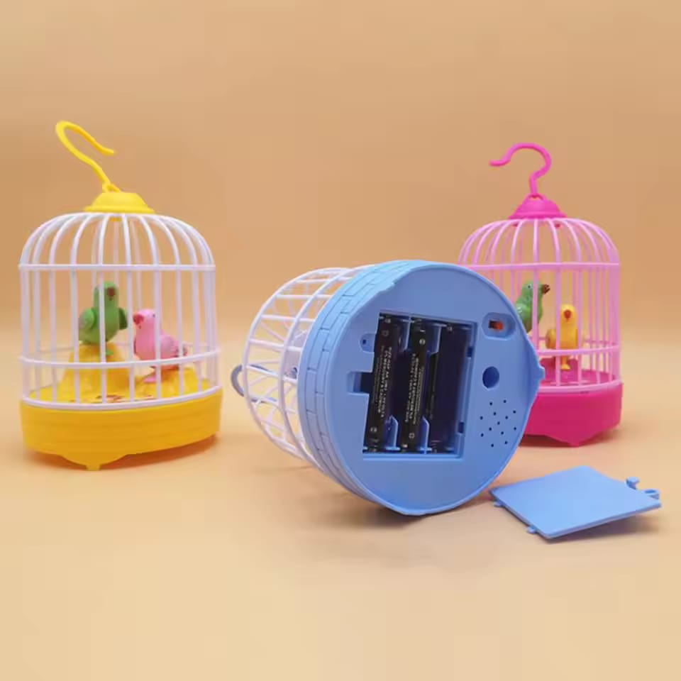 Cell Operated Voice Control Vivid Appearance Birds Cage Toy with Box For Kids and Baby