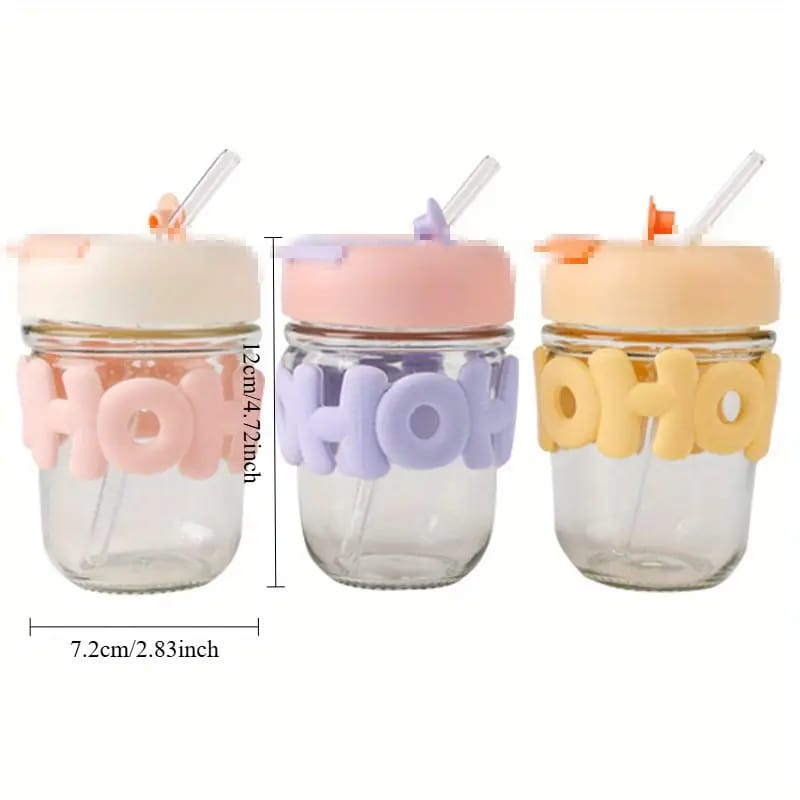 Cute Straw Cup with Stylish Insulated Glass Design Perfect for Home and Office Use