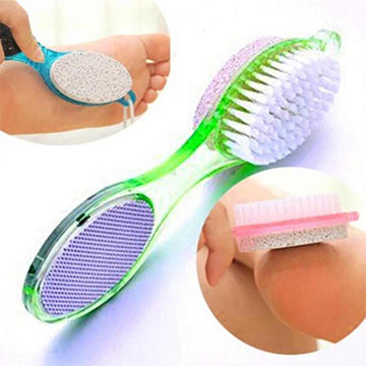 Pack of 2 – 4 in 1 Foot Scrubber | Pedicure Tool with Pumice, Brush, File & Buffer | Smooth Heels at Home