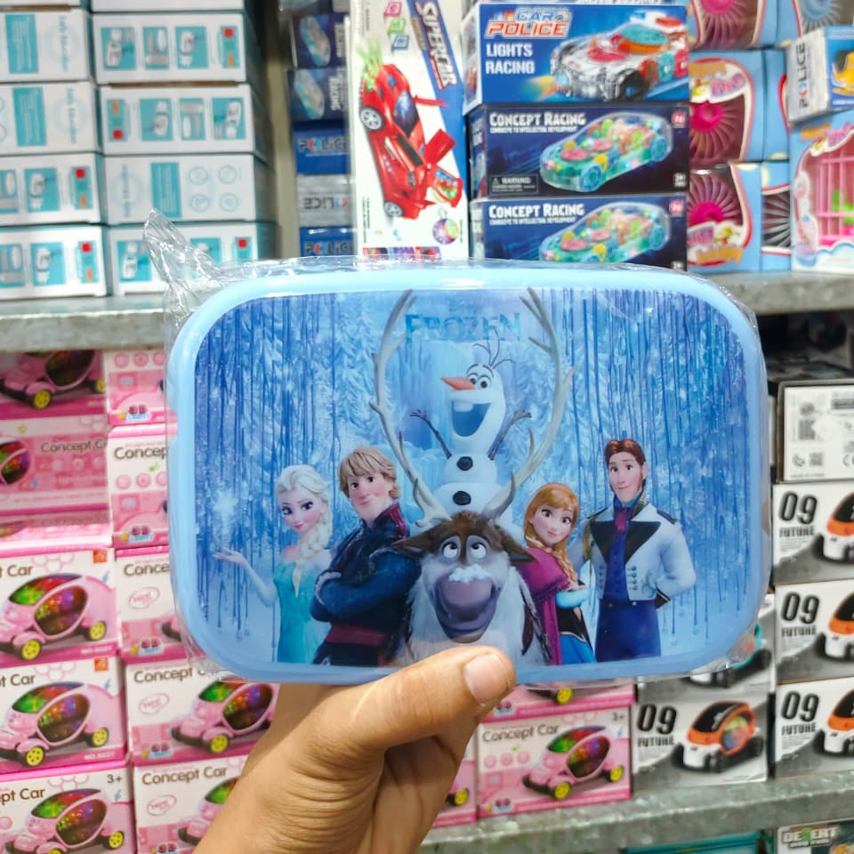 Cartoon Printed Kids Lunch Box with Free Spoon & Fork