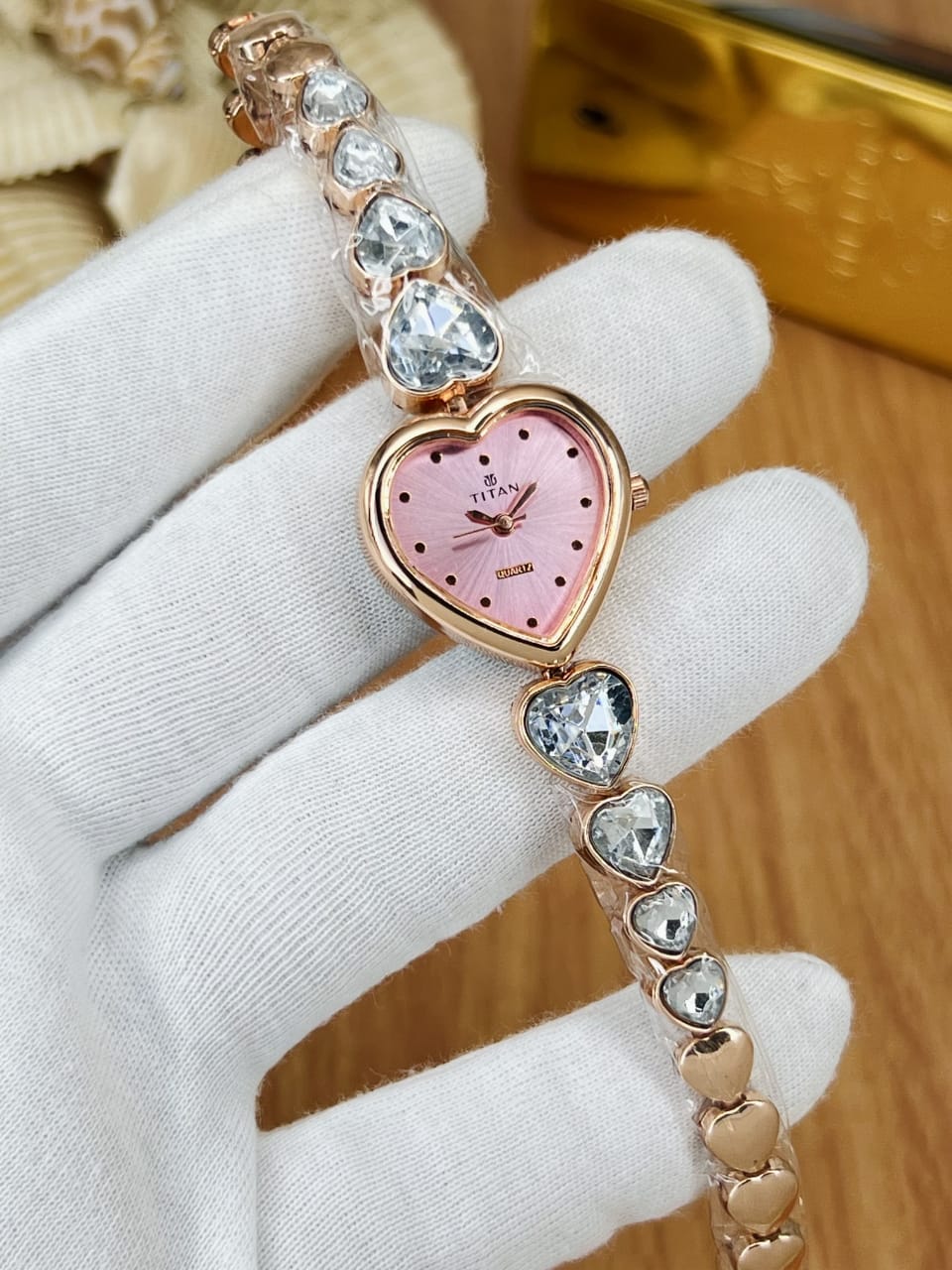 Women’s Titn Heart Shape Diamond Watch (Random Color Combo)