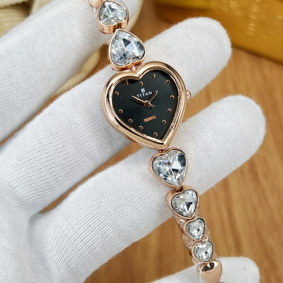 Women’s Titn Heart Shape Diamond Watch (Random Color Combo)