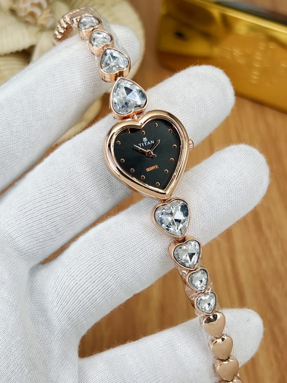 Women’s Titn Heart Shape Diamond Watch (Random Color Combo)