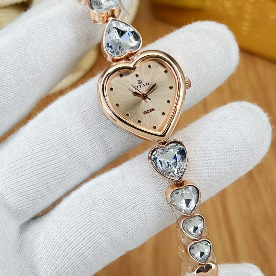 Women’s Titn Heart Shape Diamond Watch (Random Color Combo)