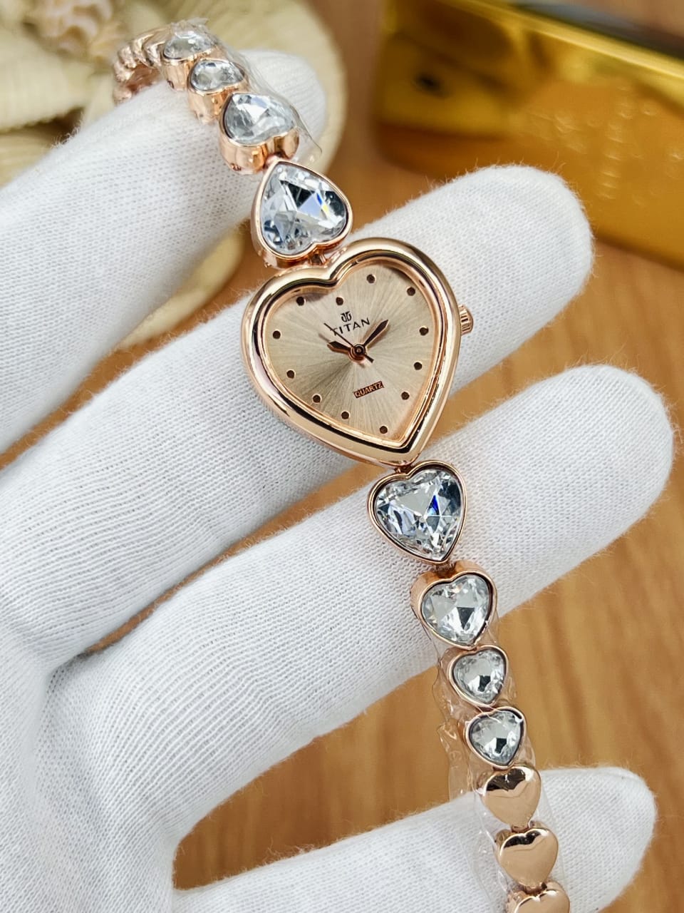 Women’s Titn Heart Shape Diamond Watch (Random Color Combo)