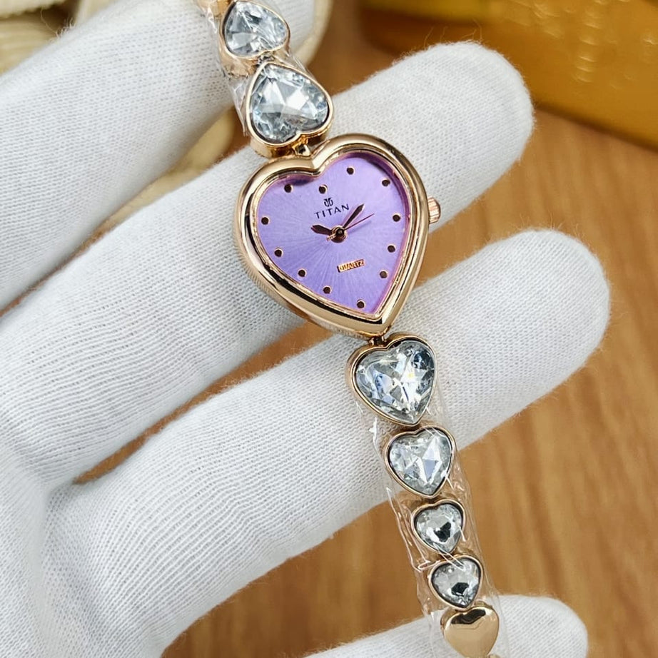 Women’s Titn Heart Shape Diamond Watch (Random Color Combo)