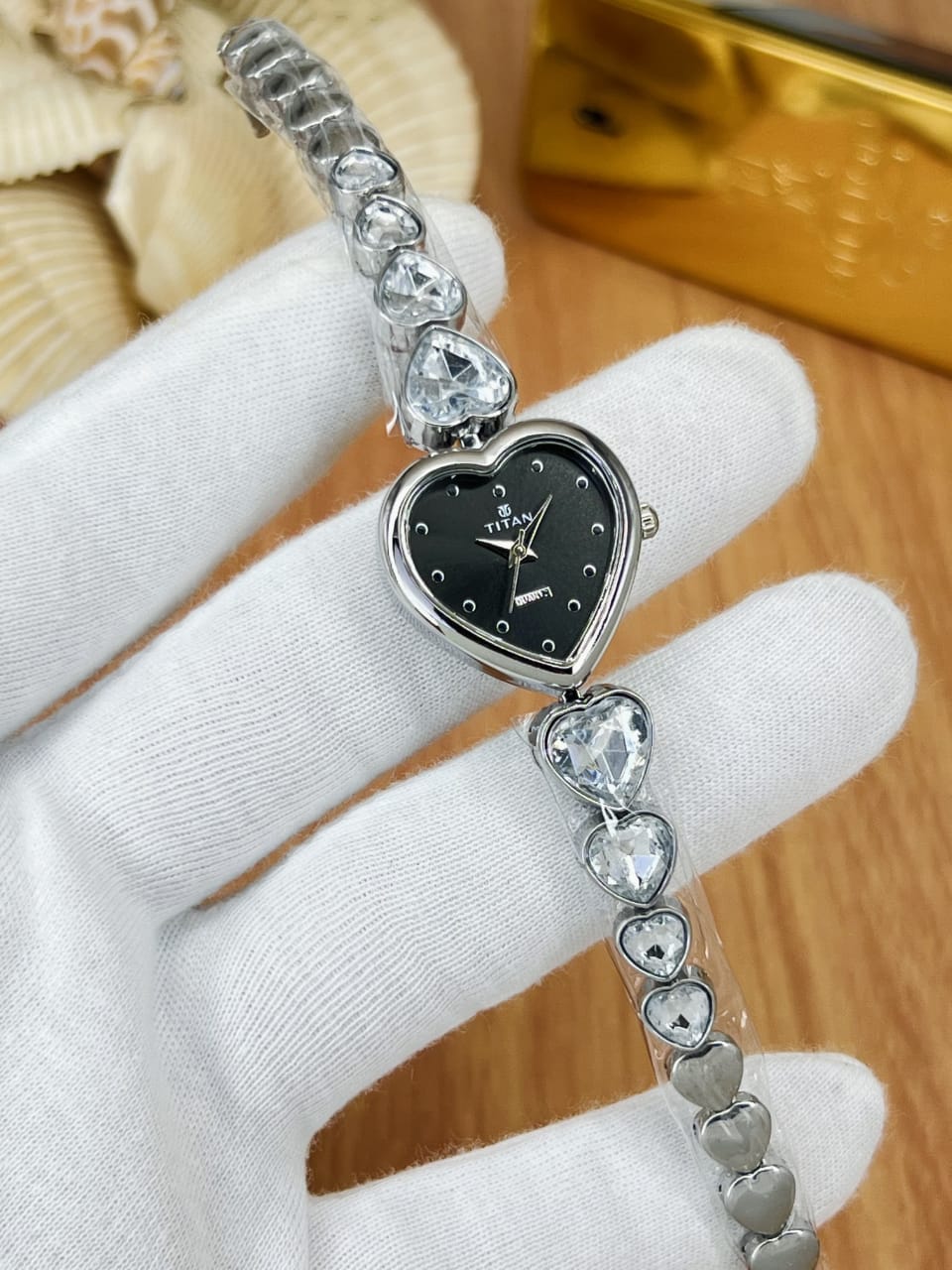 Women’s Titn Heart Shape Diamond Watch (Random Color Combo)