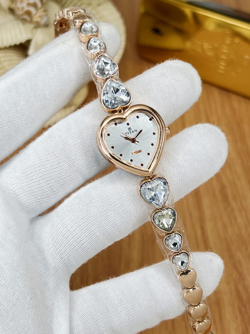 Women’s Titn Heart Shape Diamond Watch (Random Color Combo)