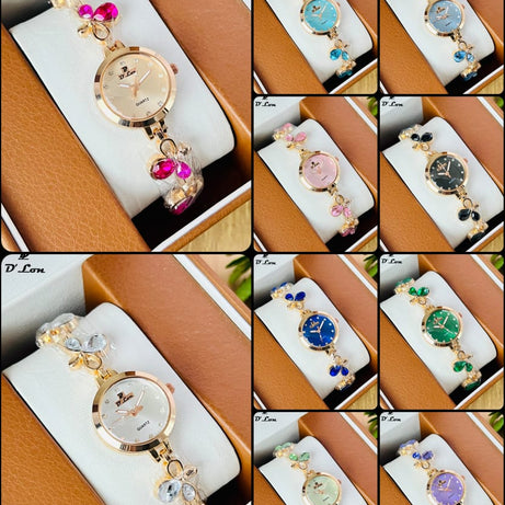 Women’s Flower Bracelet Quartz Watch (Random Color Combo)