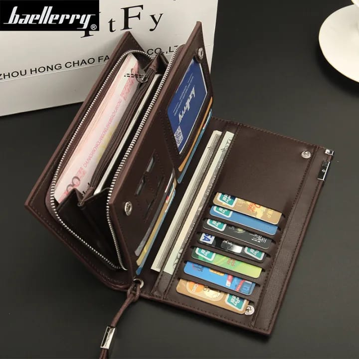 Baellerry Long Leather Wallet for Men