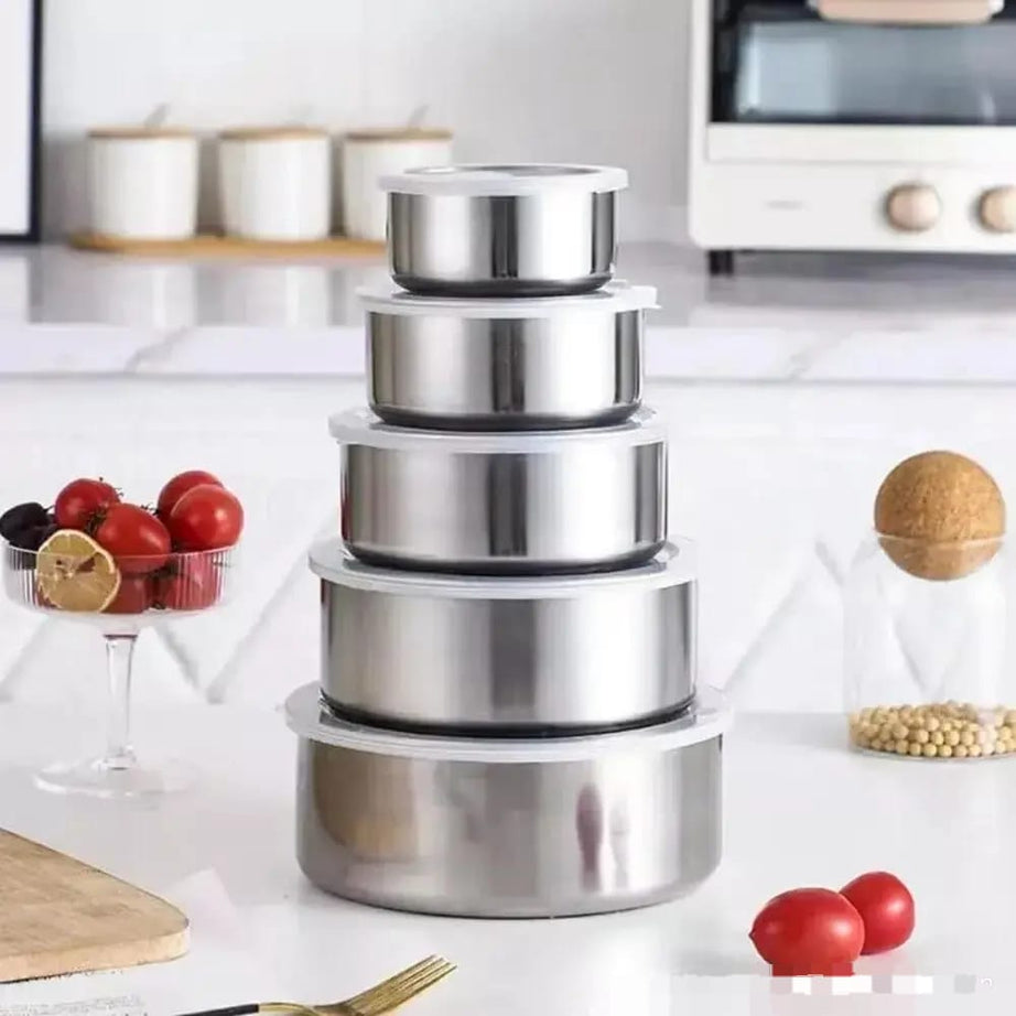 5-Piece Stainless Steel Bowl Set with Lids