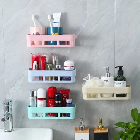 Set Of 2 Bathroom Storage Shelf – Wall Hanging Multifunction Self-Adhesive Rack for Shampoo, Soap & Cosmetics