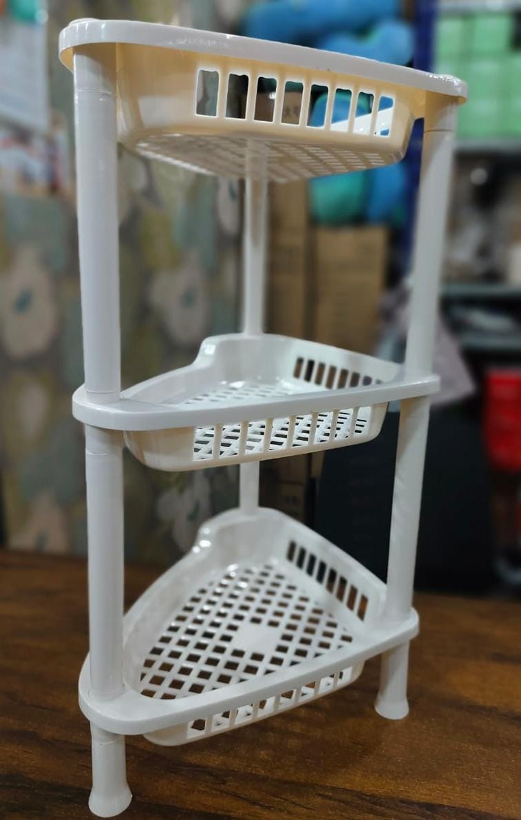 Corner Shape 3-Layer Multipurpose Storage Trolley & Rack