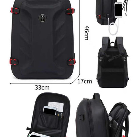 Black with Red Bag Pack with USB Port and Anti-Theft