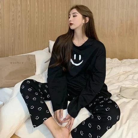 Black Smiley Face Style Night Dress