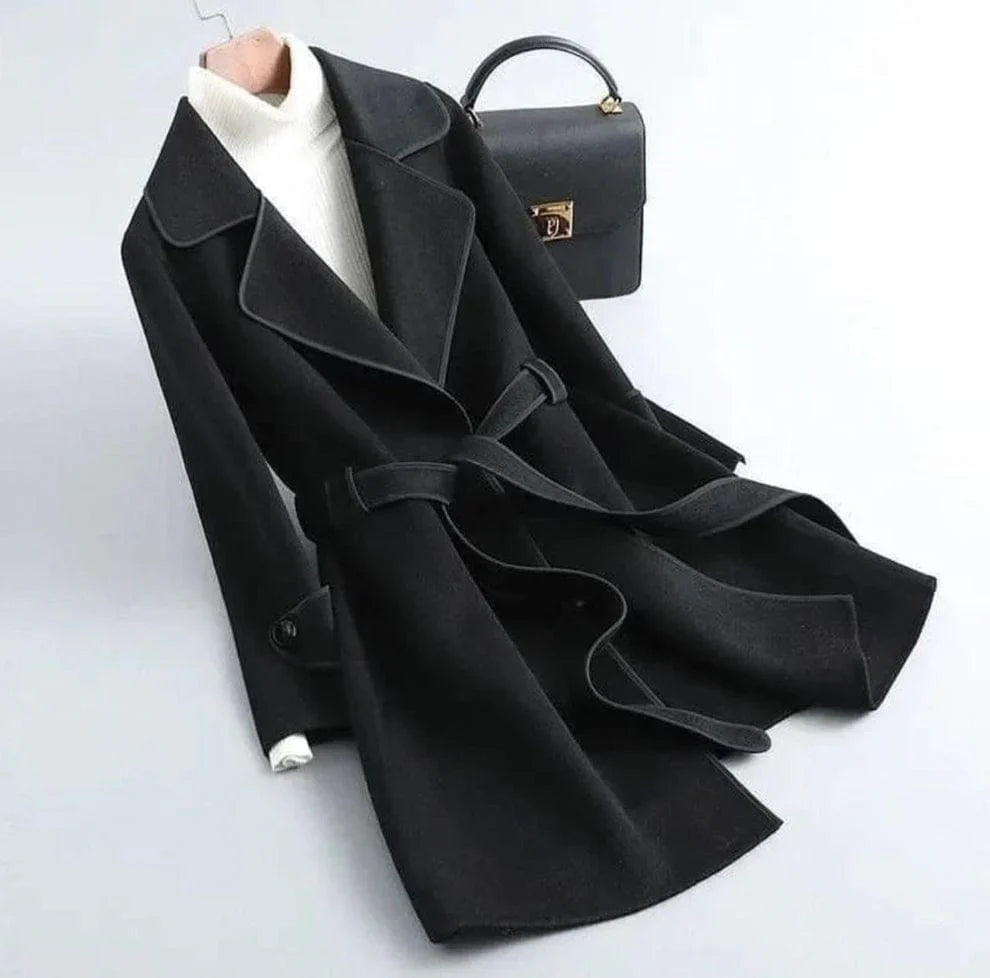 Winter Fleece Long Coat – Black