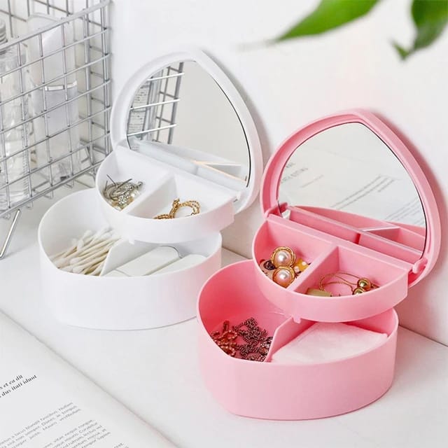 Heart Shape Double Layer Jewelry Organizer Storage Box For Women