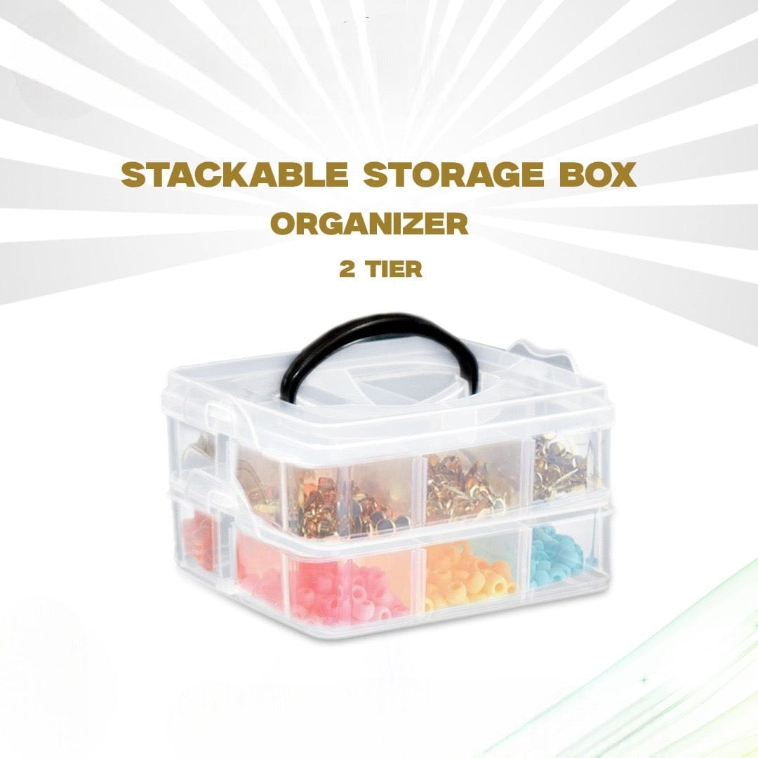 Adjustable Stackable Rectangular Plastic Storage Box Organizer with Dividers and Removable Compartments for Beading Jewelry Making Craft Art Hair Accessories and Supplies in Casual Style