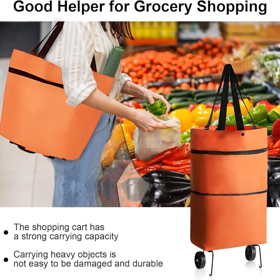 Portable High Quality Collapsible Foldable Reusable Shopping Cart Trolley Roller Grocery Bag with Wheel