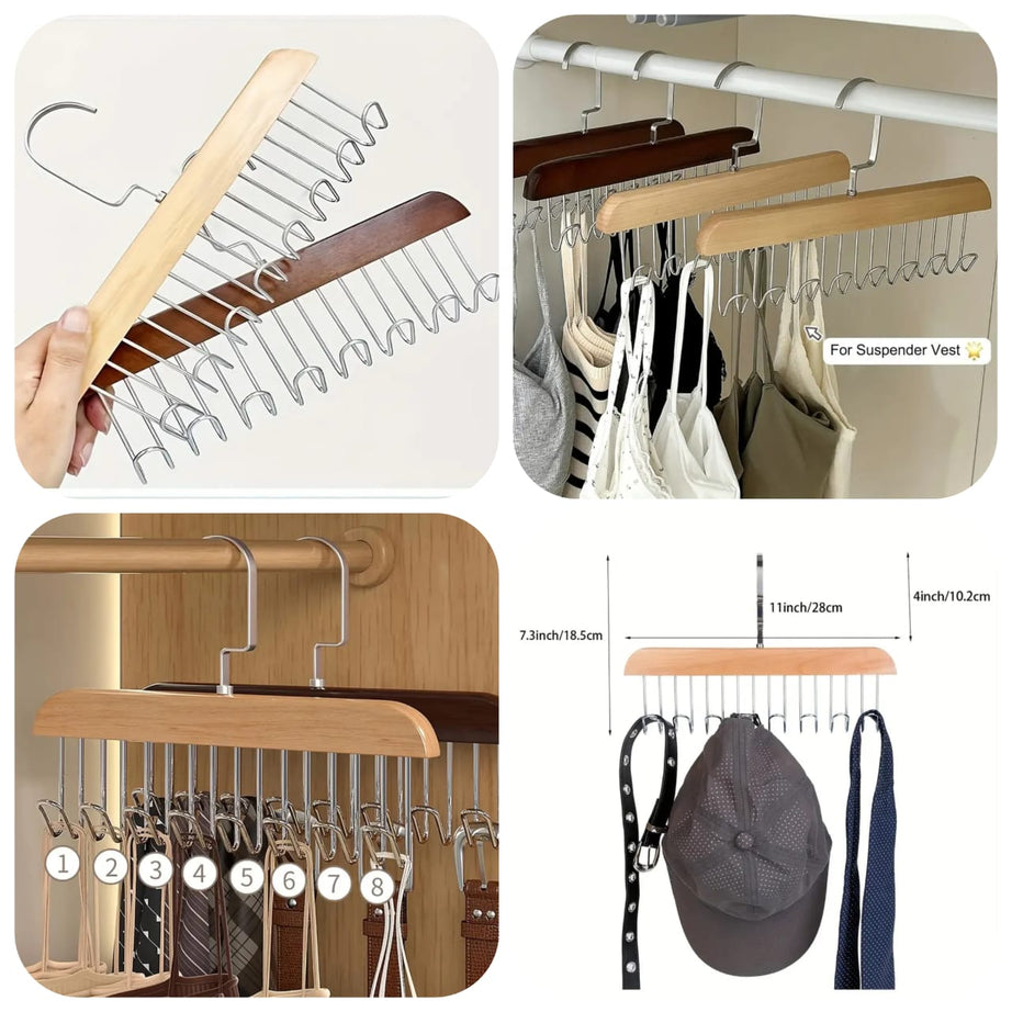 (Pack of 2) 8 in 1 Stainless Steel Anti Slip No Deformation Large Capacity Dormitory Clothes Drying Rack Sling Hanger
