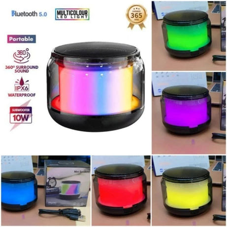 Mini Rechargeable Wireless Portable Bass Boosted Tabletop Stereo Speaker with Dual Pairing RGB Lights with Box For Home and Outdoor Use