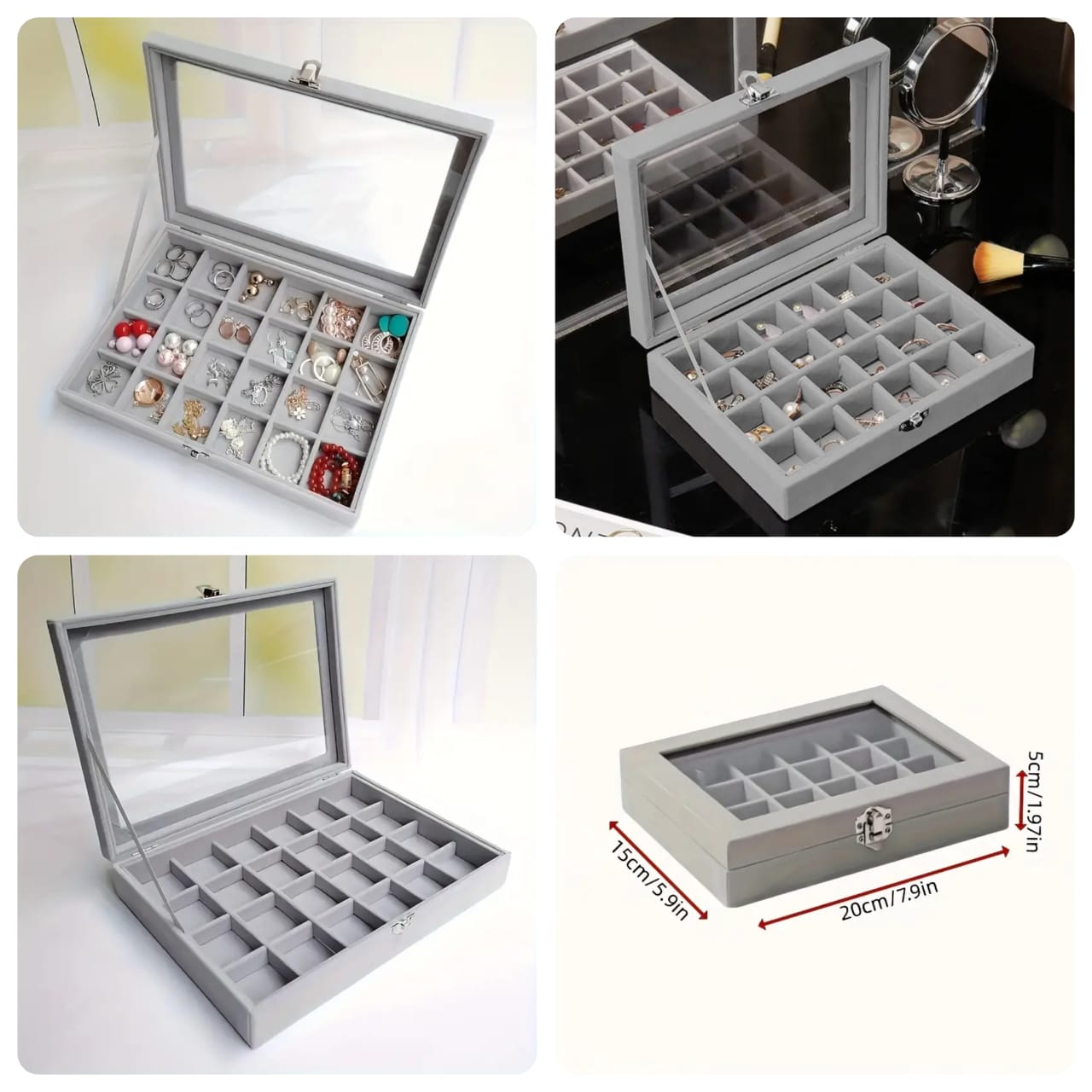 Classic Triangle Shape Wood Jewelry Storage Box with Snap Closure Velvet Lining For Women