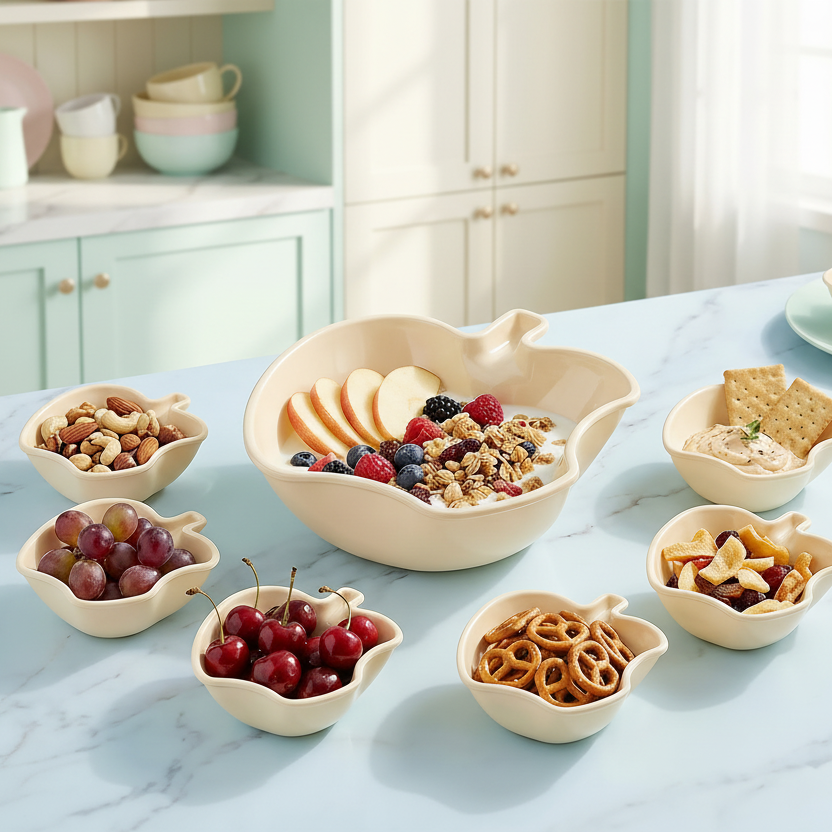 Apple Bowl Set 7 in 1 – Premium Serving Bowls for Snacks, Fruits & Dips