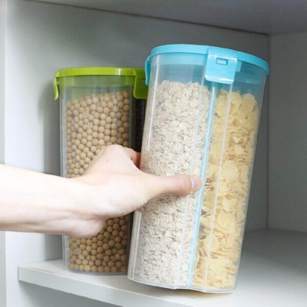 Multi-purpose 3 in 1 Storage Jar with Three Portion Compartment Air Tight Storage Food Storage