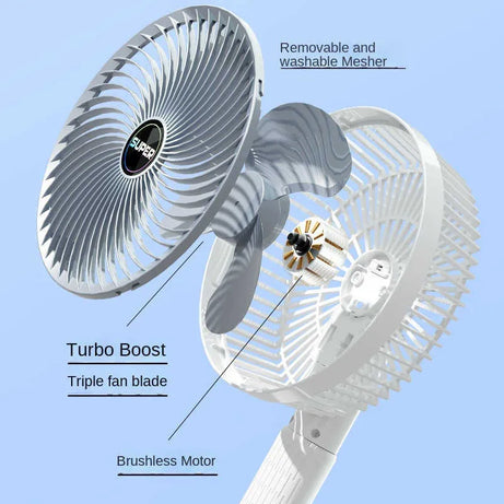 Portable USB Rechargeable Desk Fan with 3-Gears Function and Handheld Clipped and Low Noise