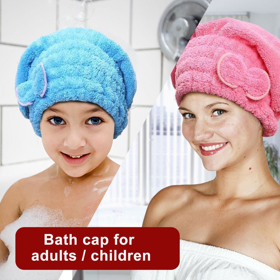 Microfiber Comfortable Quick Highly Absorbent Curly Long Thick Hair Turban Drying Bath Spa Bowknot Wrap Towel Cap Hat For Children and Adult Use