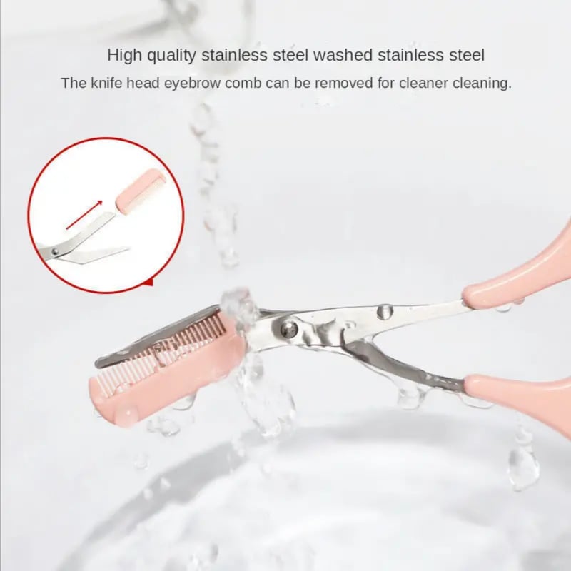 (Pack of 2) Stainless Steel Eyebrow Trimmer Scissors with Built in Comb