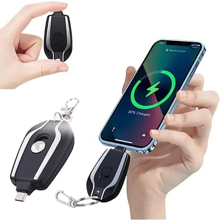 Mini Portable Keychain I Phone Charger For Emergency Power Charge with 1500mAh Powerful Battery
