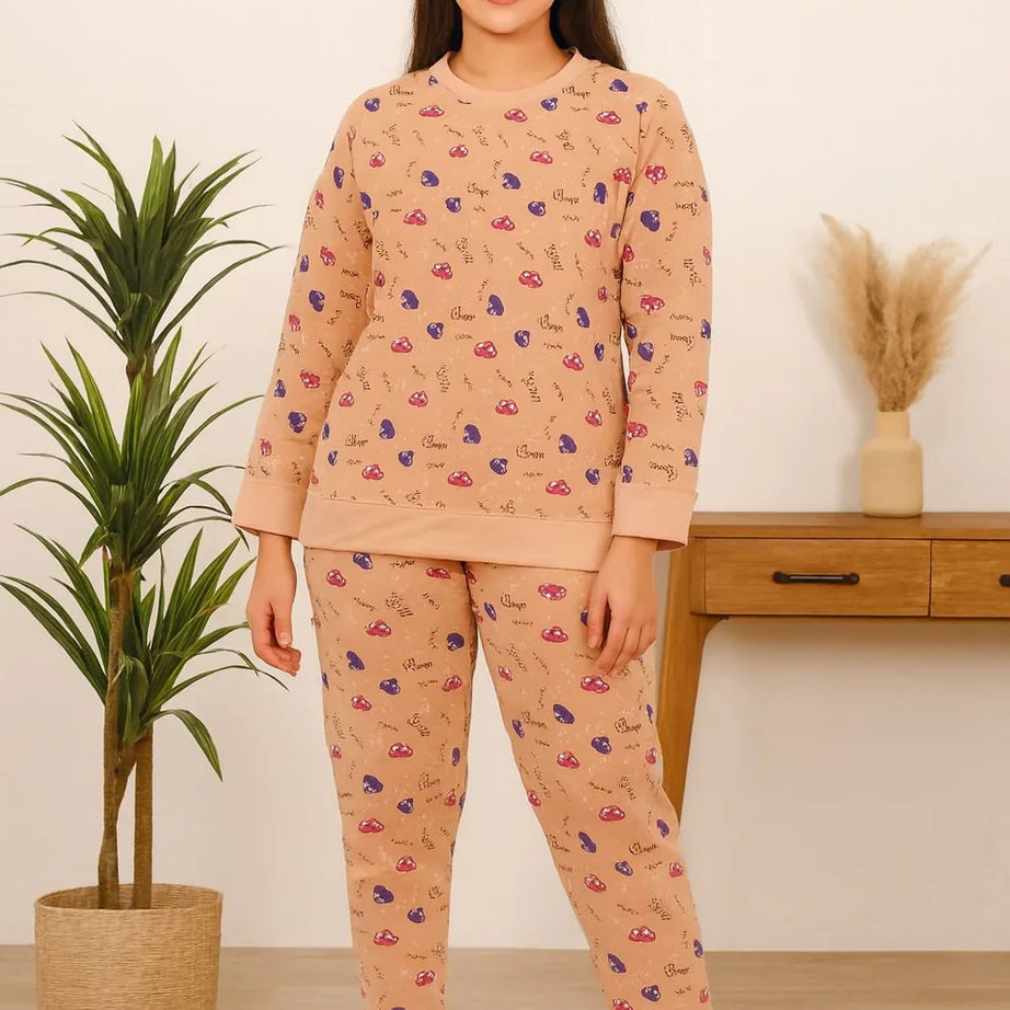 Winter Peach Clouds Sleep Co-Ord Set