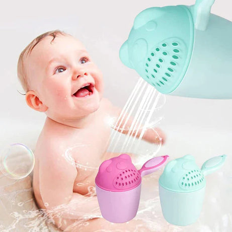 Cartoon Shaped Baby Bath Mug Shower and Holder