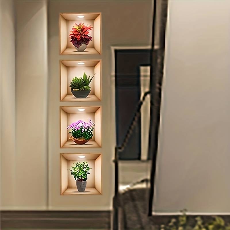 Removable 3D Self Adhesive Visual Bedroom Entryway Living Room Porch Home Decoration Lighting Wall Decals Stickers