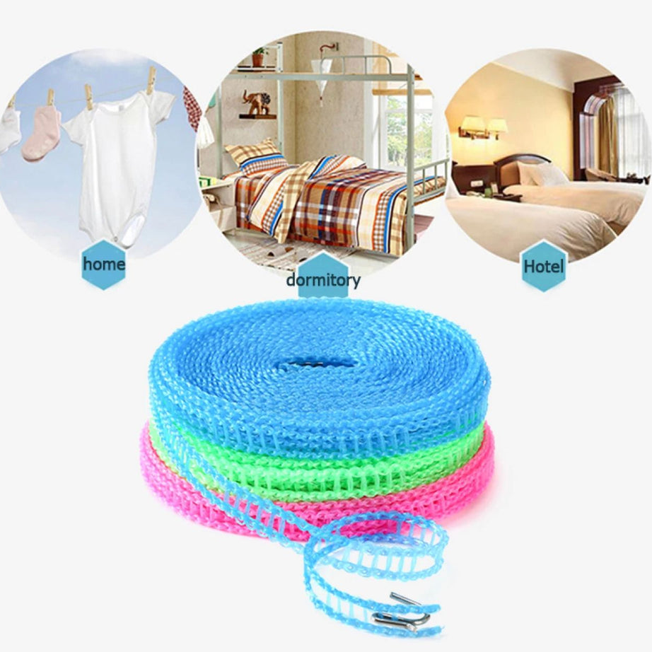 Buy 3 Get 3 Free Offer 6 Pcs Wind Proof Non Slip Nylon Hanging Drying Rope Clothes washing line with full size of 5 Meters in Rs 999 - 6 Pcs