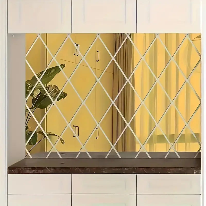 3D Acrylic Diamond Shape Self Adhesive Wall Arts Decals Stickers Set For Home Decoration