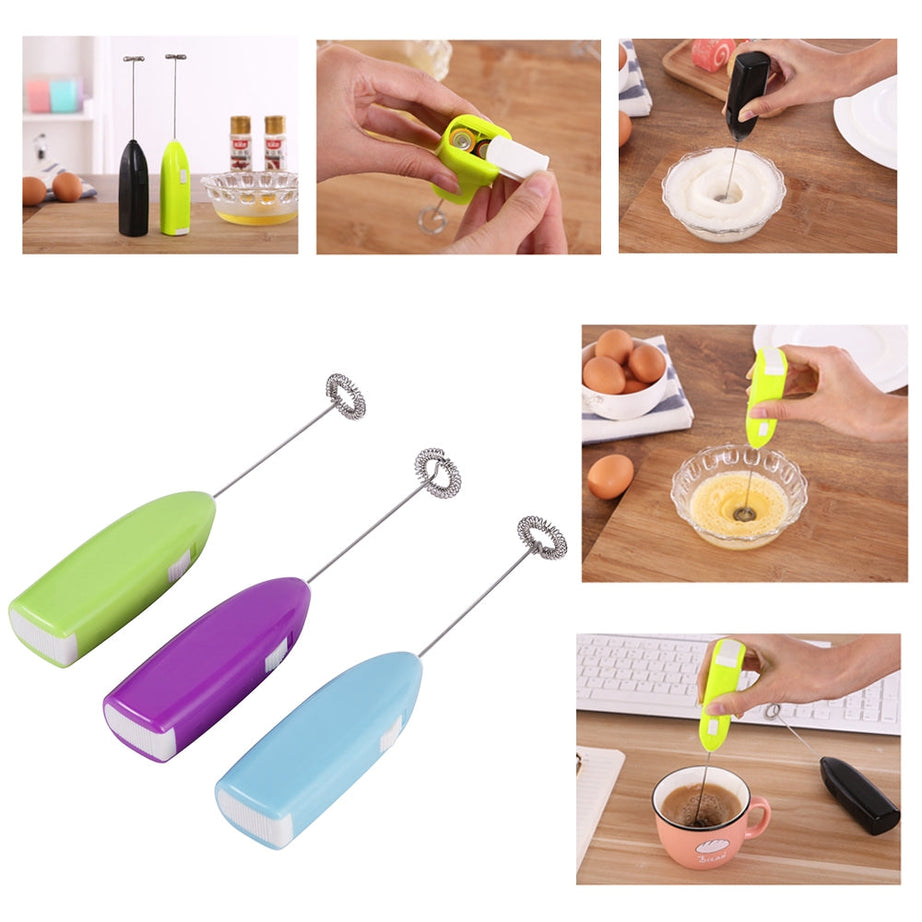 Mini Rechargeable Coffee & Egg Beater Mixer with stainless steel, spring and rod