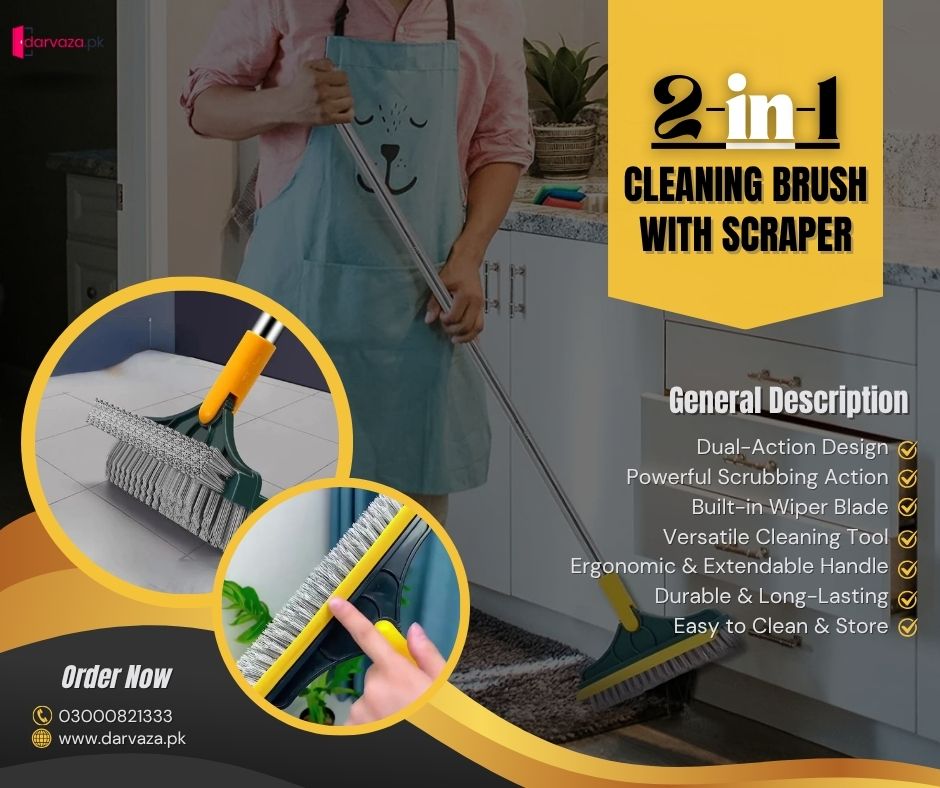 (Mega Sale) 2 in 1 Cleaning Brush Floor Scrub Broom Wiper Scraper