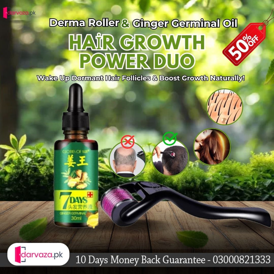 Imported Derma Roller Deep Penetrative & GINGER GERMINAL OIL for fast hair growth