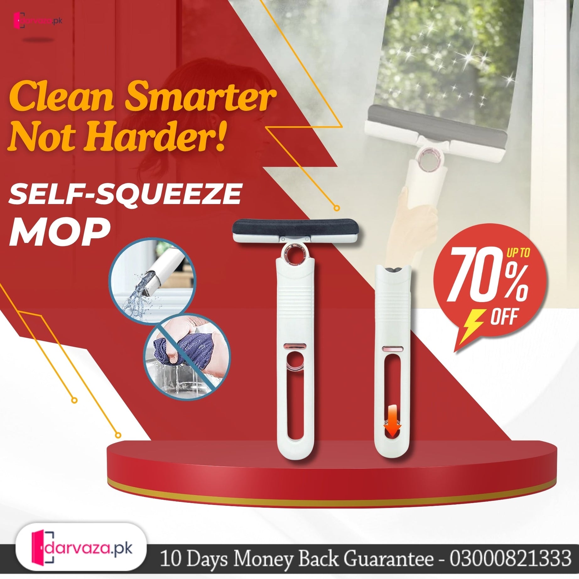 Portable & Foldable Self Squeeze Mop with Super Absorbent Cleaning Foam