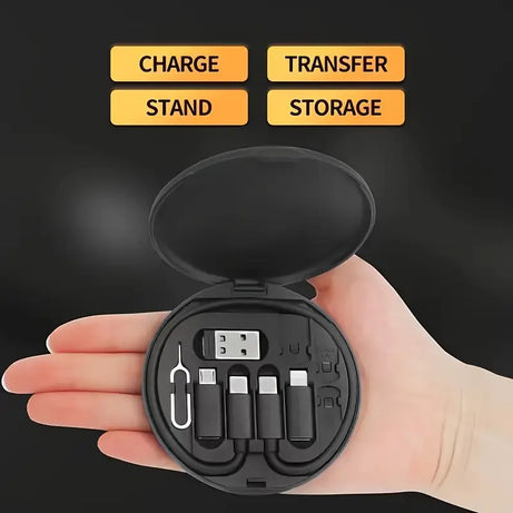 5 in 1 Portable Multifunctional 60W Charging Data Cable Set and Mobile Phone Holder Storage Box For All Devices