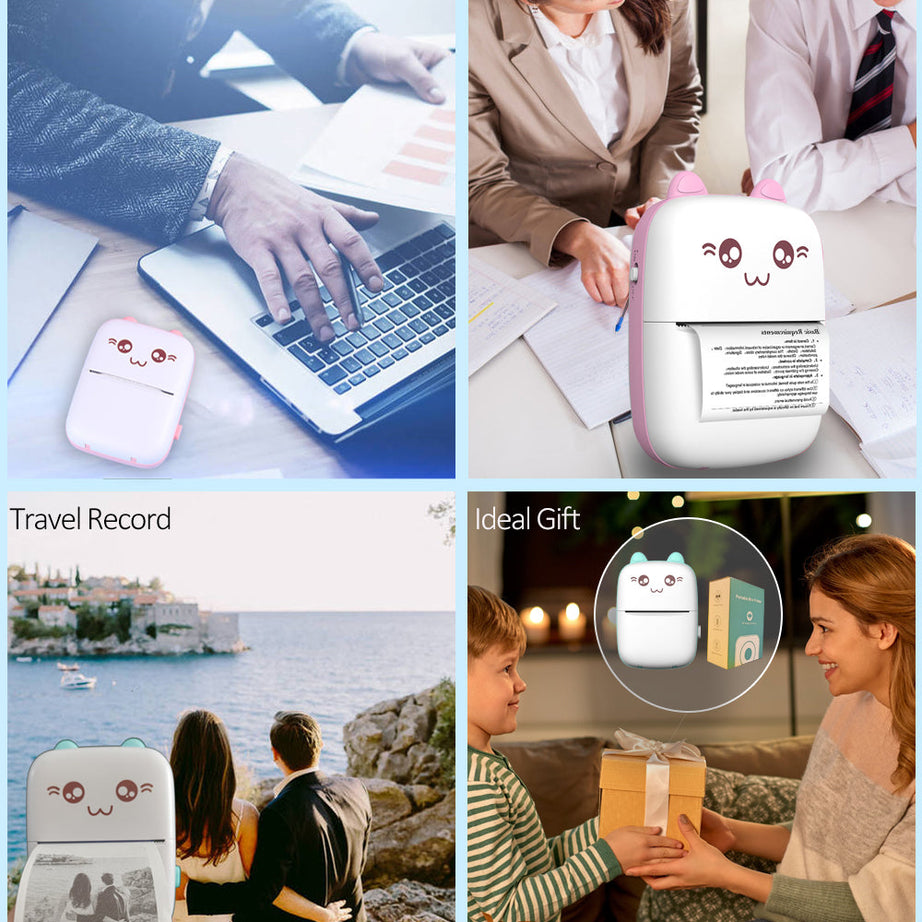 Imported Mini Portable Bluetooth Thermal Printer in Pocket Size for Black and White Ink Less Printing for Creating Adhesive Label and Stickers
