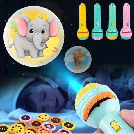 Portable Mini Projector Torch Toy Slide Flashlight with 3 Slides 24 Patterns For Kids Education Learning Night Light