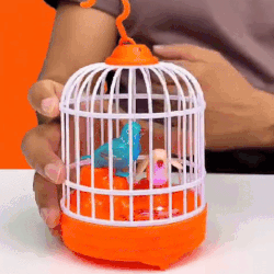 Cell Operated Voice Control Vivid Appearance Birds Cage Toy with Box For Kids and Baby