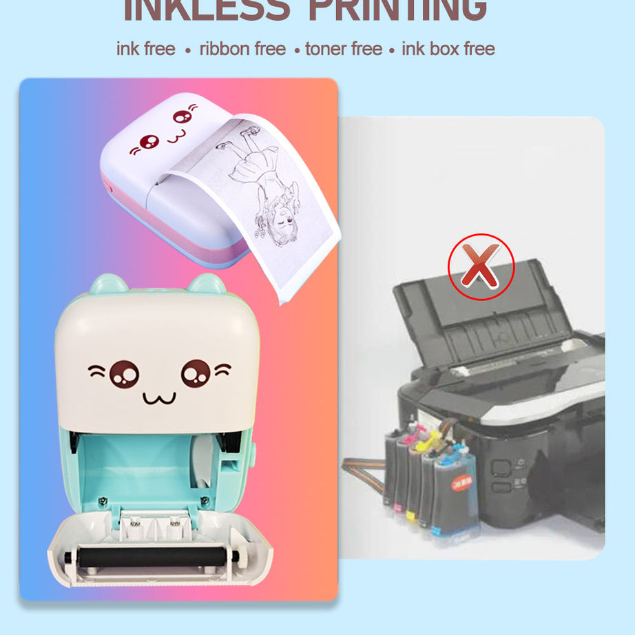 Imported Mini Portable Bluetooth Thermal Printer in Pocket Size for Black and White Ink Less Printing for Creating Adhesive Label and Stickers