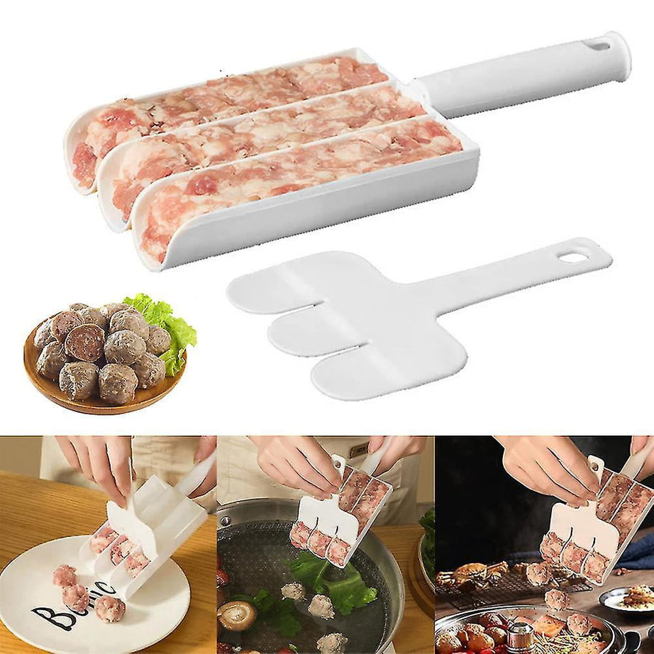 (Pack of 2) Plastic Triple Easy To Use Meat Ball Kofta Maker Mold for kitchen